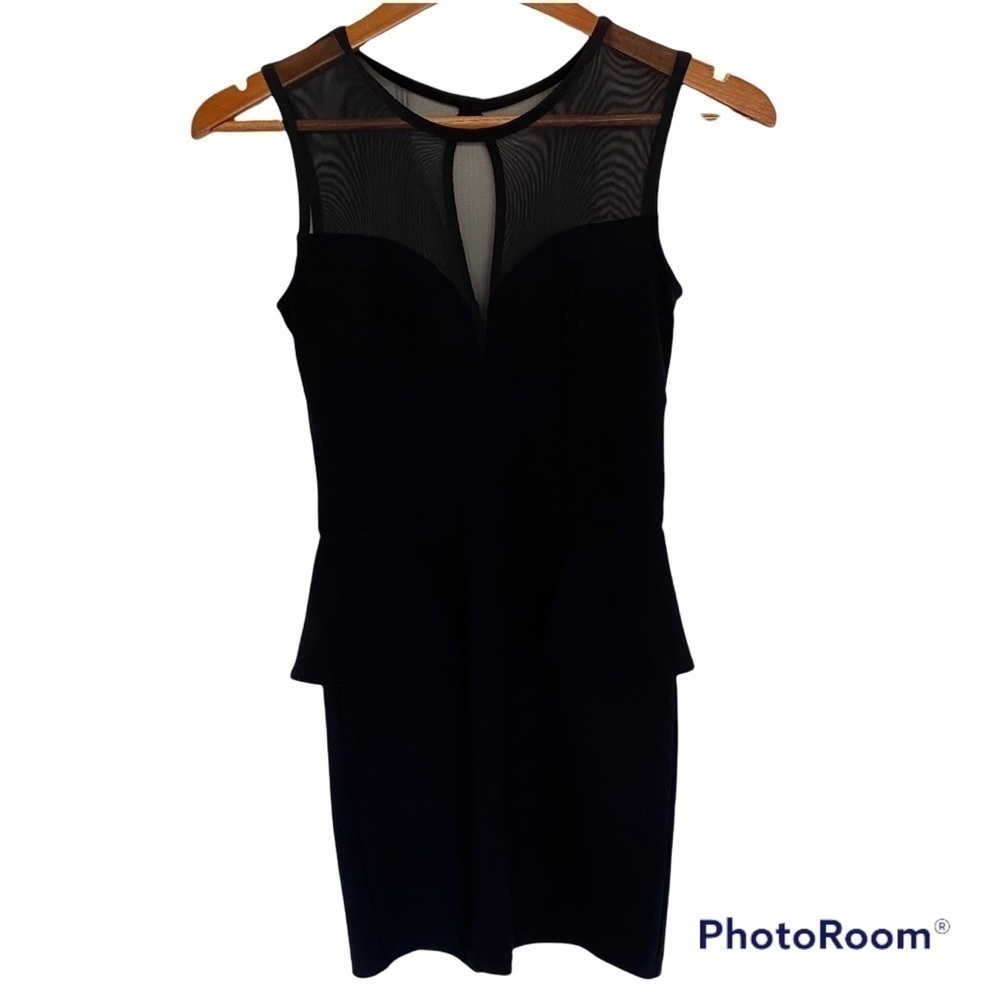 Bebe Peplum 90’s Black Mini Cocktail Dress, Size X Small